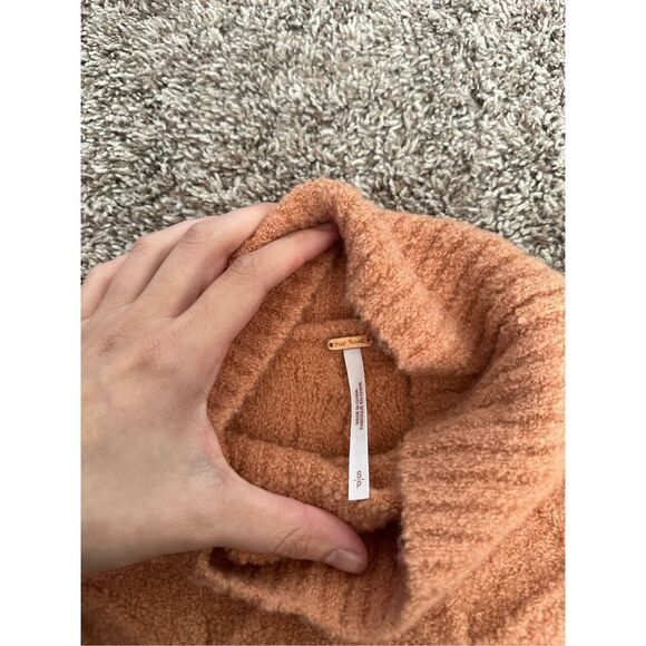 Free People Jaci Sweater Dress S Long Sleeve Mock Neck Knit Textured Wool “Doe” - Picture 8 of 16